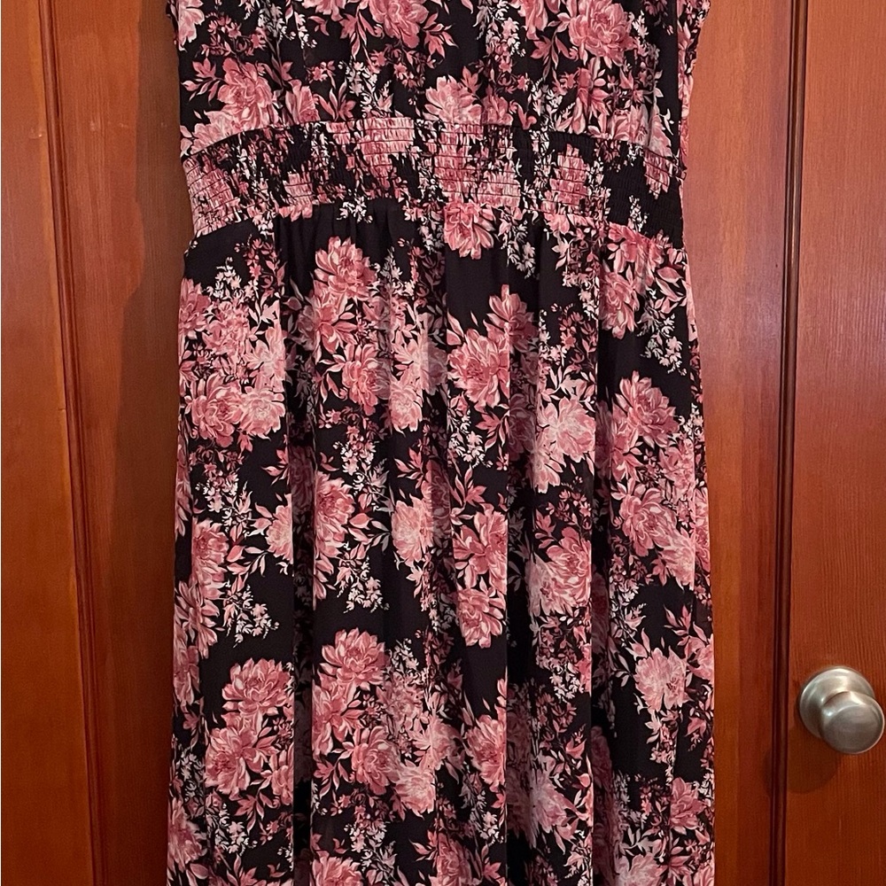 Baltic Born Black Maxi Dress with Pink Floral Print